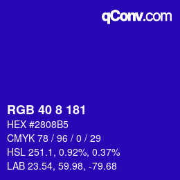 Color code: RGB 40 8 181 | qconv.com