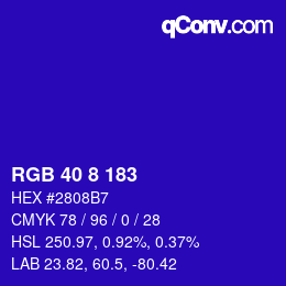 Color code: RGB 40 8 183 | qconv.com