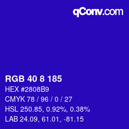 カラーコード: RGB 40 8 185 | qconv.com