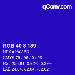 Color code: RGB 40 8 189 | qconv.com