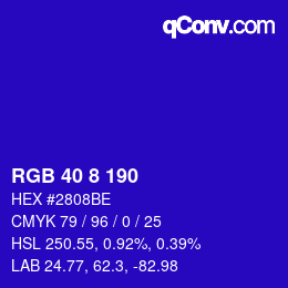 Color code: RGB 40 8 190 | qconv.com