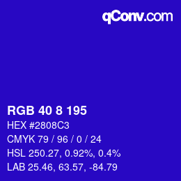 カラーコード: RGB 40 8 195 | qconv.com