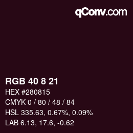 Color code: RGB 40 8 21 | qconv.com