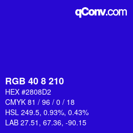 Color code: RGB 40 8 210 | qconv.com