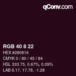 カラーコード: RGB 40 8 22 | qconv.com