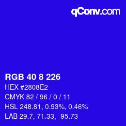 カラーコード: RGB 40 8 226 | qconv.com