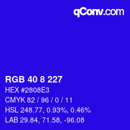 Color code: RGB 40 8 227 | qconv.com