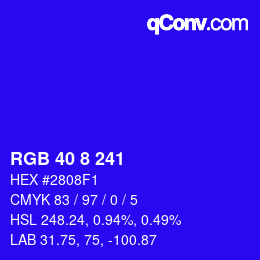Color code: RGB 40 8 241 | qconv.com