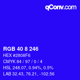 Color code: RGB 40 8 246 | qconv.com