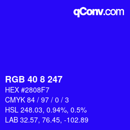 Color code: RGB 40 8 247 | qconv.com