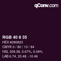 カラーコード: RGB 40 8 35 | qconv.com