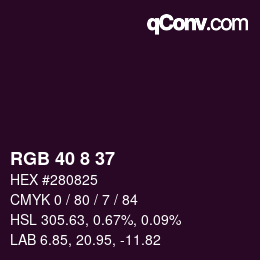 Color code: RGB 40 8 37 | qconv.com