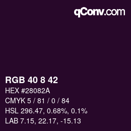 Color code: RGB 40 8 42 | qconv.com