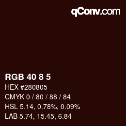 Color code: RGB 40 8 5 | qconv.com
