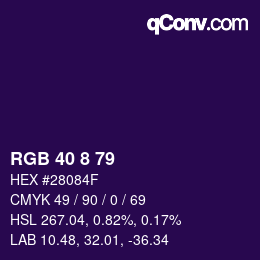 Color code: RGB 40 8 79 | qconv.com