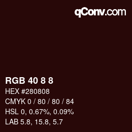 Código de color: RGB 40 8 8 | qconv.com