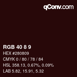 Color code: RGB 40 8 9 | qconv.com
