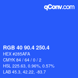 カラーコード: RGB 40 90.4 250.4 | qconv.com