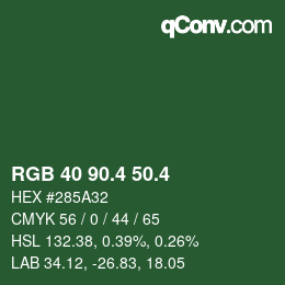 カラーコード: RGB 40 90.4 50.4 | qconv.com