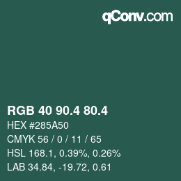 カラーコード: RGB 40 90.4 80.4 | qconv.com