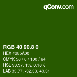 カラーコード: RGB 40 90.8 0 | qconv.com