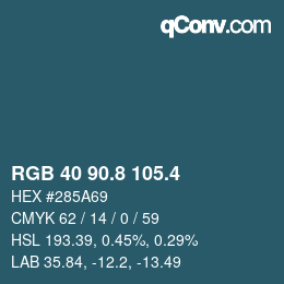 カラーコード: RGB 40 90.8 105.4 | qconv.com