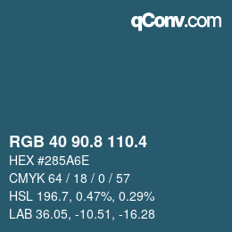 カラーコード: RGB 40 90.8 110.4 | qconv.com