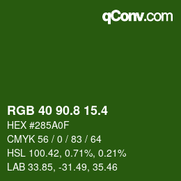 カラーコード: RGB 40 90.8 15.4 | qconv.com