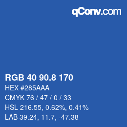 カラーコード: RGB 40 90.8 170 | qconv.com