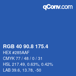 カラーコード: RGB 40 90.8 175.4 | qconv.com