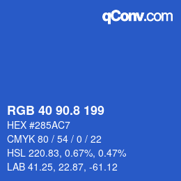 カラーコード: RGB 40 90.8 199 | qconv.com
