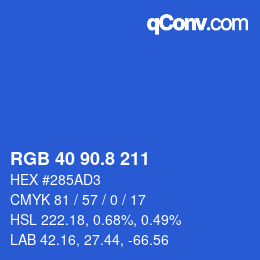 カラーコード: RGB 40 90.8 211 | qconv.com