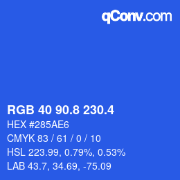 カラーコード: RGB 40 90.8 230.4 | qconv.com