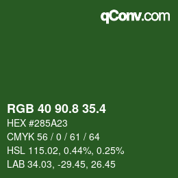 カラーコード: RGB 40 90.8 35.4 | qconv.com