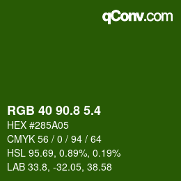 カラーコード: RGB 40 90.8 5.4 | qconv.com