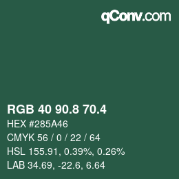 カラーコード: RGB 40 90.8 70.4 | qconv.com
