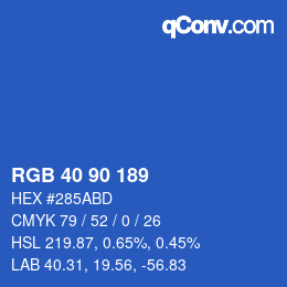 カラーコード: RGB 40 90 189 | qconv.com