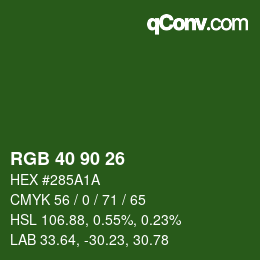カラーコード: RGB 40 90 26 | qconv.com