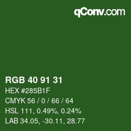Color code: RGB 40 91 31 | qconv.com