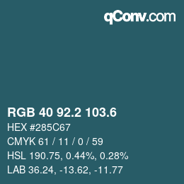 カラーコード: RGB 40 92.2 103.6 | qconv.com