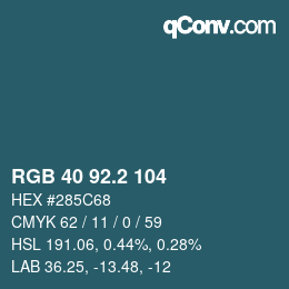 カラーコード: RGB 40 92.2 104 | qconv.com