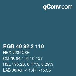 カラーコード: RGB 40 92.2 110 | qconv.com
