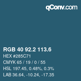 カラーコード: RGB 40 92.2 113.6 | qconv.com