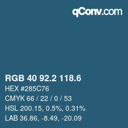 カラーコード: RGB 40 92.2 118.6 | qconv.com