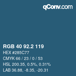 カラーコード: RGB 40 92.2 119 | qconv.com