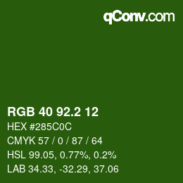 カラーコード: RGB 40 92.2 12 | qconv.com