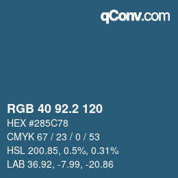カラーコード: RGB 40 92.2 120 | qconv.com