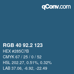 カラーコード: RGB 40 92.2 123 | qconv.com