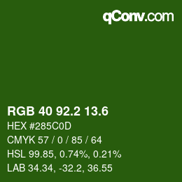 カラーコード: RGB 40 92.2 13.6 | qconv.com