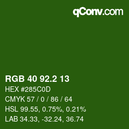 カラーコード: RGB 40 92.2 13 | qconv.com
